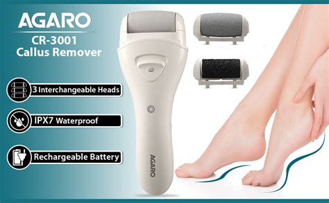AGARO CR3001 Callus Remover with 3 Interchangeable Head Rollers ...