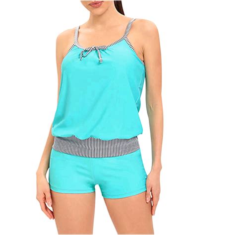 WREESH Womens Two Piece Swimsuit Tankini with Chest Pad Without ...