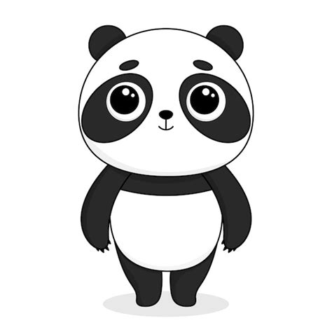 Cute cartoon panda with big eyes vector illustration | Premium Vector