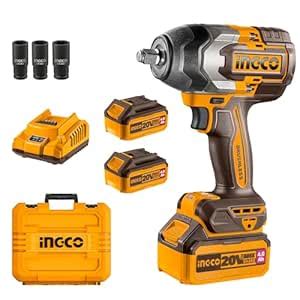 Ingco Cordless Impact Wrench 1/2 Inch, Brushless Motor, Nut-Busting ...
