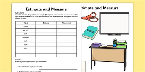 Estimate and Measure Worksheet / Worksheet