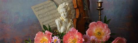 Download wallpaper girl, flowers, style, notes, background, violin ...