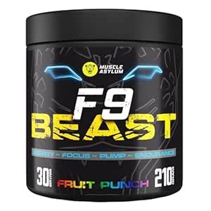 Muscle Asylum F9 Beast Energy Supplement - 30 Servings, 210gm (Fruit ...