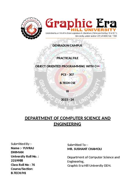 Oops file gehu sem - DEPARTMENT OF COMPUTER SCIENCE AND ENGINEERING ...