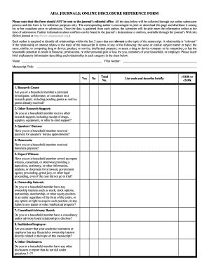 AHA Journals Disclosure Reference Form - Blank Fillable Template | Fill ...
