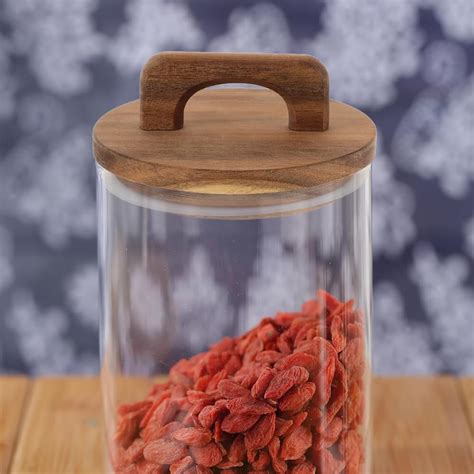 Angoily Acacia Wood Jar Lid with Silicone Sealing, India | Ubuy