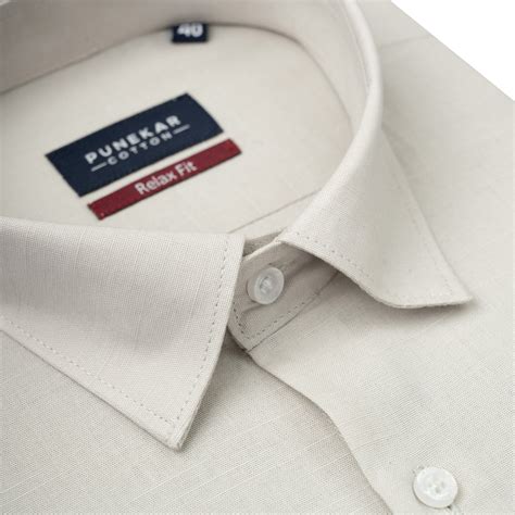 Light Grey Color Solid Cotton Linen Shirt For Men – Punekar Cotton