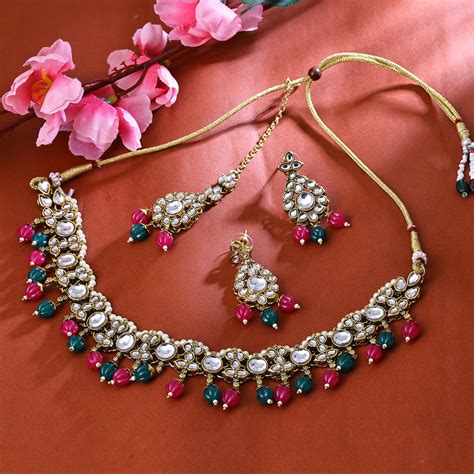 Sukkhi Eye-Catchy Gold Plated Choker Necklace Set For Women - Sukkhi.com