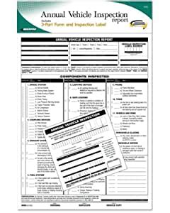 RoadPro RPARS Annual Vehicle Inspection Report Sheet with Duplicate ...