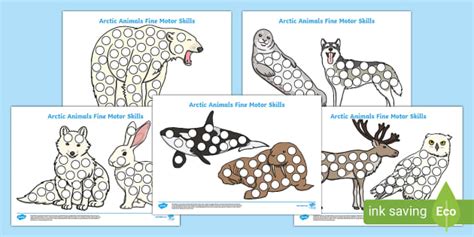 Arctic Animals Button Placing Fine Motor Skills