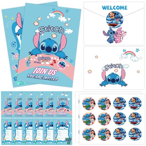 Buy 24 PCS Lilo Stitch Birthday Invitation Cards with Envelopes, Lilo ...