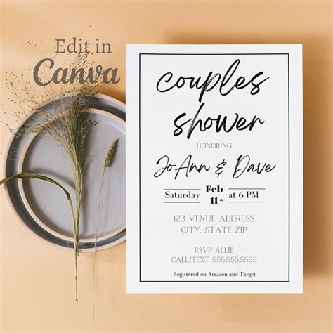 Couples Shower Invitation, Couples Shower Invite, Wedding Shower Invitation, Invitation Template ...