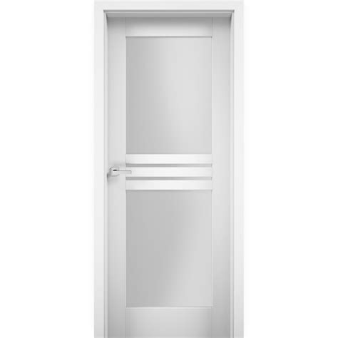 SARTODOORS 7222 28-in x 80-in White Wood Frosted glass Interior French ...