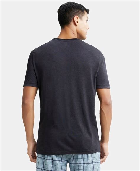Buy Tencel Micro Modal And Combed Cotton Blend Round Neck Half Sleeve T ...