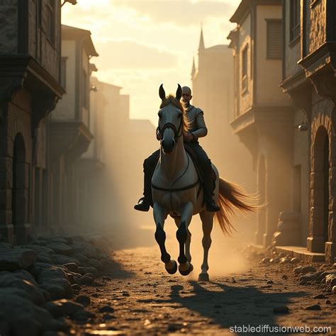 A Lone Horse in a Medieval Fantasy Horror Scene | Stable Diffusion Online