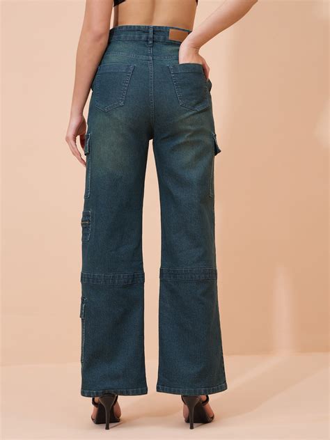 Women Blue Overdyed Denim Straight Fit Jeans – FYVA