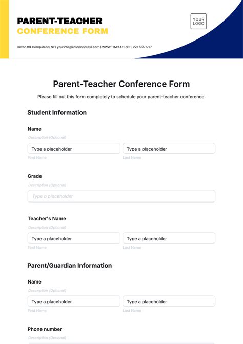 Free Parent-Teacher Conference Form Template to Edit Online
