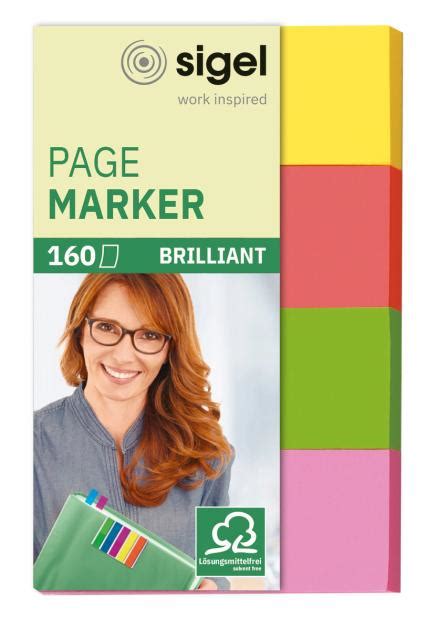 Page markers, yellow/orange/green/pink, 160 page markers | SIGEL