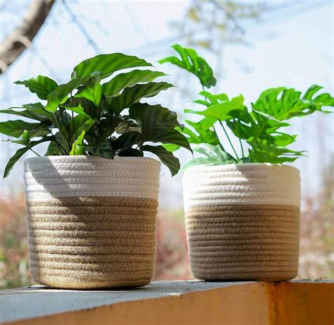 BEAUTIFUL HOMMIES Jute & Cotton Planter Basket/Pot Bag, Plant Sack for ...