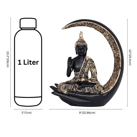 Black Matte Finish Crescent Buddha Statue with Golden Detailing - Spir ...