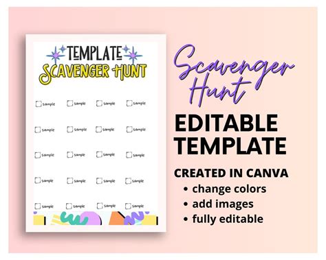 Scavenger Hunt Template for Kids in Canva | Fully Editable | Digital ...