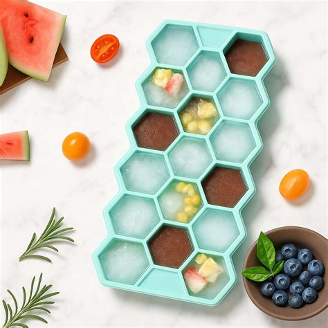 Buy Nibbler Flexible Silicone Honeycomb 17 Cavity Big Ice Cube Tray for ...