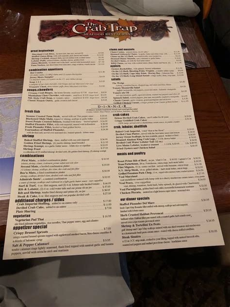 The Crab Trap Menu | Somers Point, NJ | Checkle