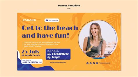 Modèle de bannière de diffusion en direct de fête | PSD Gratuite