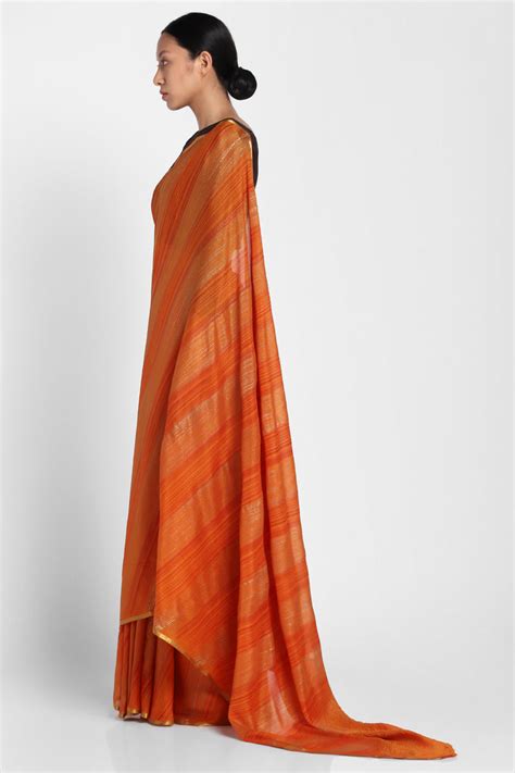 Marigold Hand Painted Crepe Saree – Via East