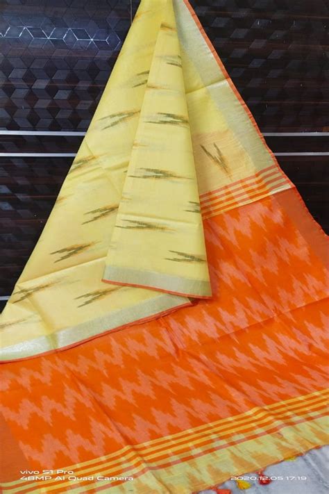Handwoven Cotton Ikat Saree | Linen World