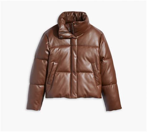 Faux Leather Puffer Jacket - Brown | Levi's® US