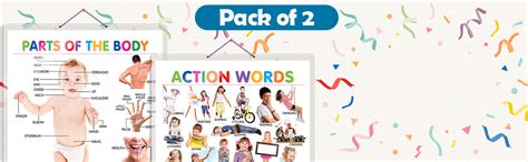 Set of 2 Parts of the Body and Action Words Early Learning Educational ...