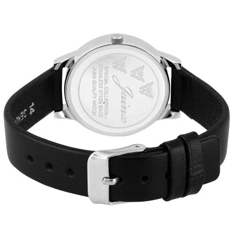 Jainx JW602 Black Day & Date Function Genuine Leather Strap Analog Wat ...