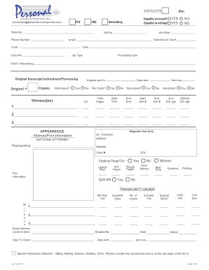 Personal Court Reporters, Inc. Court Reporter Worksheet. Court Reporter ...