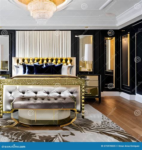 16 a Luxurious, Hollywood Regency-style Bedroom with a Mix of Gold and ...