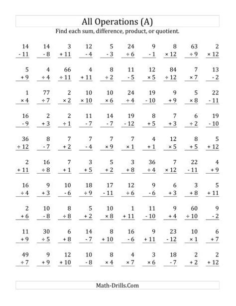 Image result for Mixed Operations Math Sheets