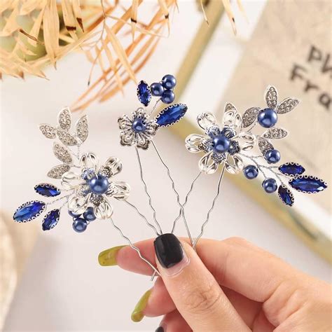 Amazon.com : Casdre Pearl Bride Wedding Hair Pins Silver Crystal Bridal ...