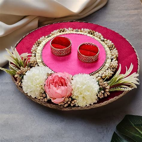 Buy SATYAM KRAFT 1 Pcs Handcrafted Engagement Ring Platter Tray Holder ...