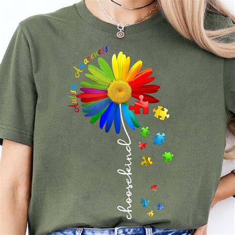 Gildan Autism Awareness t-shirt - Choose Kind Puzzle Flower - Rainbow ...