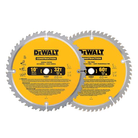DEWALT DW3106P5 60-Tooth Crosscutting and 32-Tooth General Purpose 10 ...