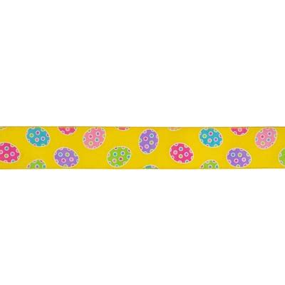 2.5" x 10yd. Yellow Easter Egg Design Wired Spring Craft Ribbon | Michaels