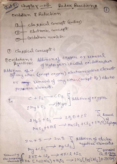 Chapter 8: Redox Reactions - Oxidation and Reduction Concepts - Studocu