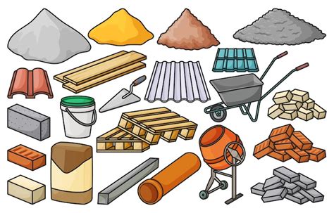 Construction material isolated color set icon color vector set icons ...