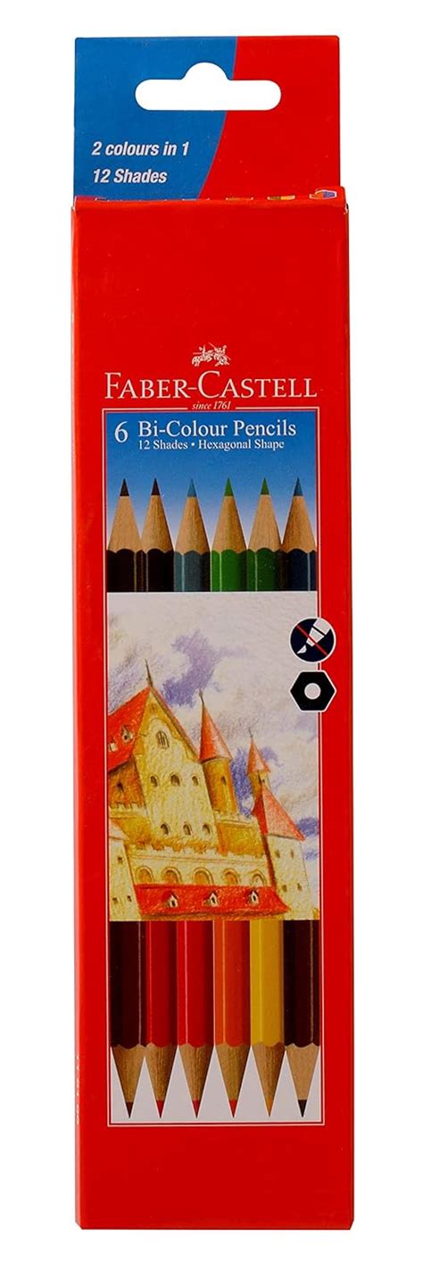 Faber Castell 6 Bi-Polar Colour Pencils (12 Shades)