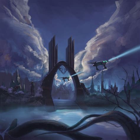 Download wallpaper 2780x2780 portal, spaceships, city, fantasy, sci-fi ...