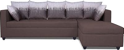 Adorn India Zink Straight line Wooden L Shape 5 Seater Sofa with Plain ...