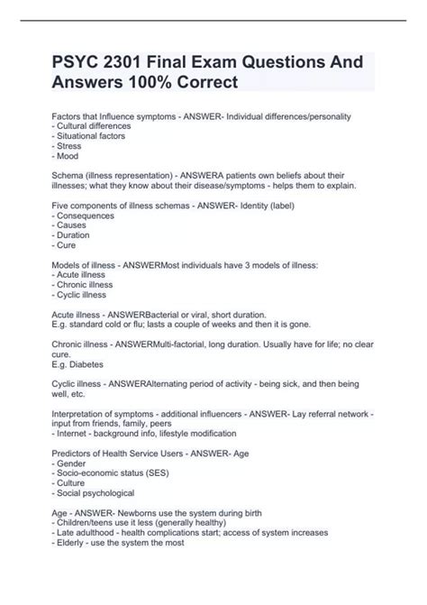 PSYC 2301 Final Exam Questions And Answers 100% Correct - PSYC 2301 ...