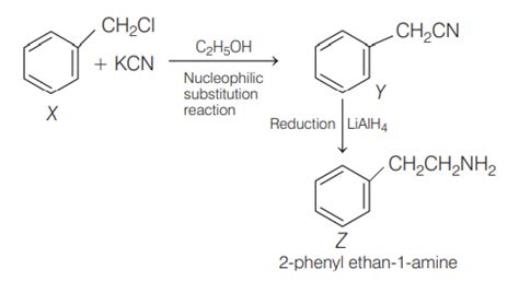 An organic compound X( C 7 H 7 Cl ) when reacted with KCN / C 2 H 5 OH ...