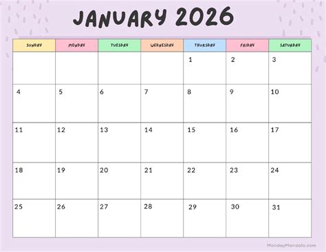 2026 Calendar A4 Size