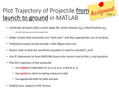 MATLAB Projectile Motion Code 的图像结果